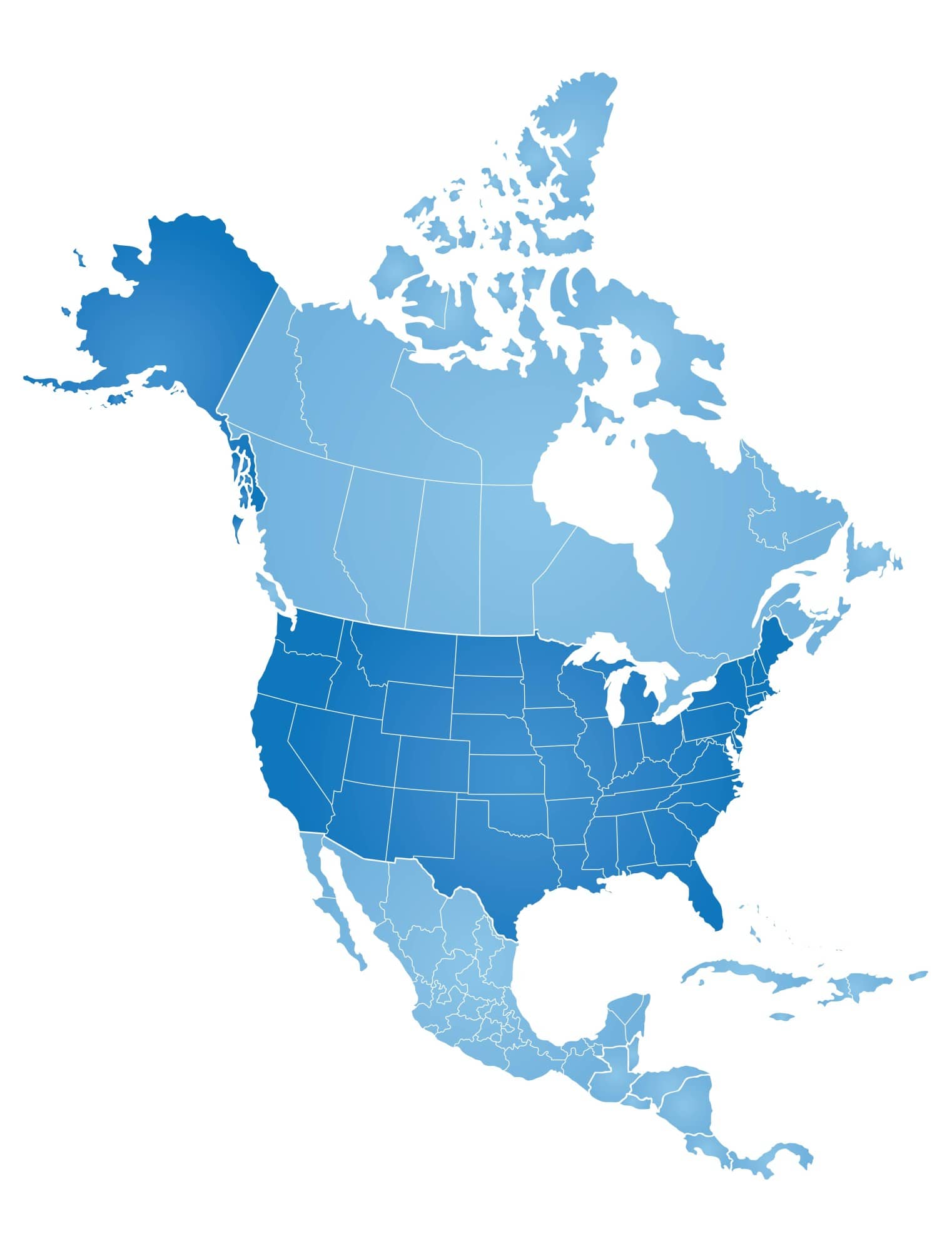 Mapa Severni Ameriky Staty